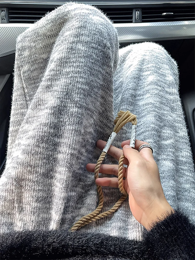 

Легкие вязаные повседневные брюки, свободные брюки Lazy Sle, мужские осенне-зимние прямые брюки, теплые, удобные, мягкие, Fufu для отдыха...