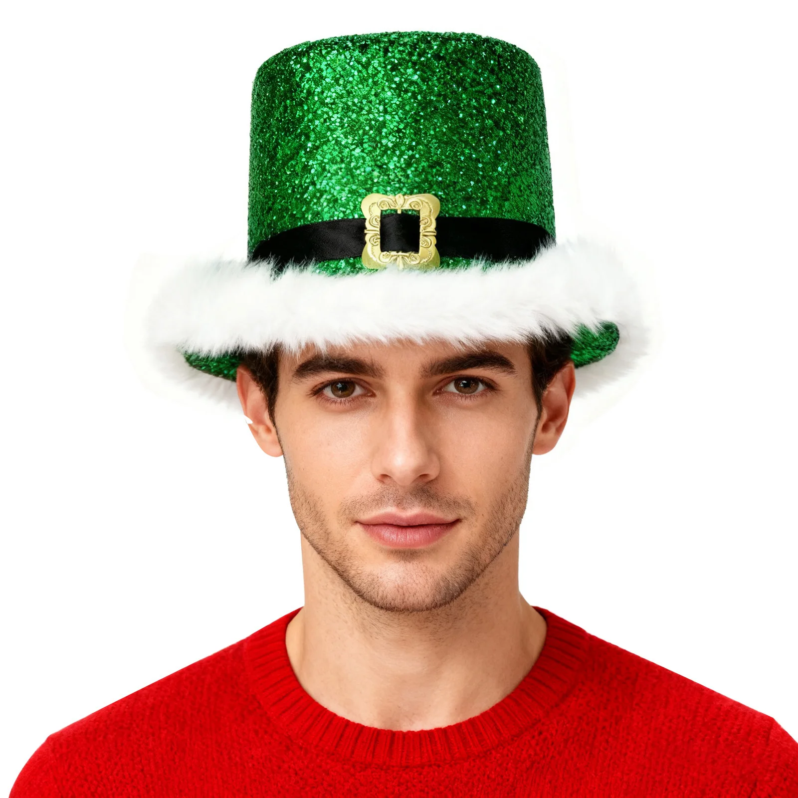 Sombrero de copa de elfo de Navidad, sombrero de Papá Noel con ala de felpa para mujeres y hombres, accesorios de fotografía para fiestas y festivales de Navidad, 1 ud.