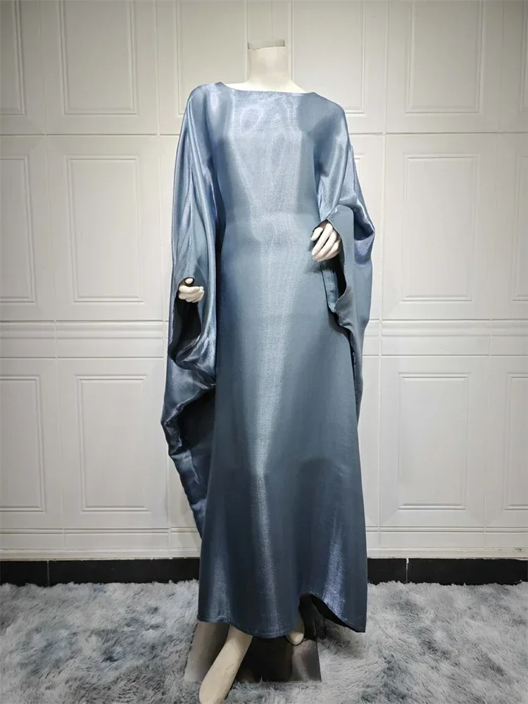 2025 kobiety Islam muzułmanin Maxi błyszczące sukienki Kaftan Kebaya kaftan Marocain Ramadan Eid letnia satynowa Batwing Abaya dubaj luksusowe