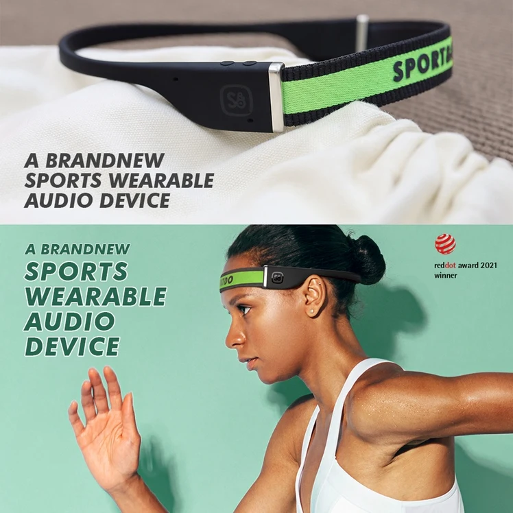 SportSet Headphones Reddot Award BT 5.3 Headset and Sports Headband 2 in1 Wearable Audio Device Fast Charging Open-Ear H