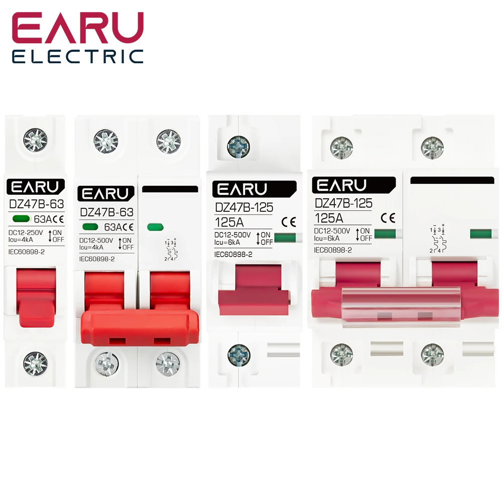 1P 2P DC MCB 12V 24V 48V Wyłącznik samochodowy Akumulatorowy ochraniacz samochodowy DZ47 DC Dodatni ujemny słup Rotection Protect Switch Izolator