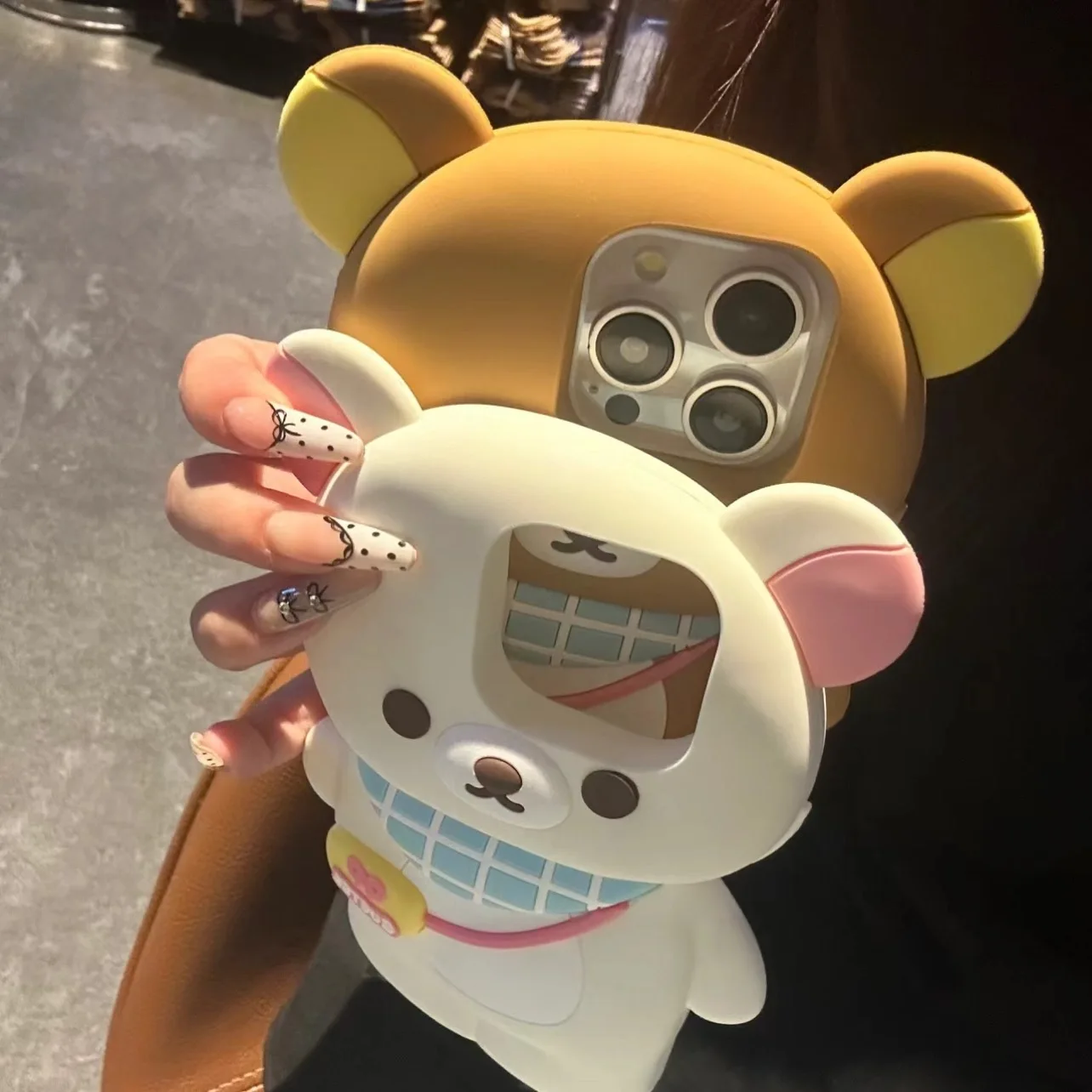 Cute Cartoon Rilakkumas Stereoscopic Phone Case for IPhone 16 15 14 13 12 11 Pro Max Soft Silicone Back Cover Funda