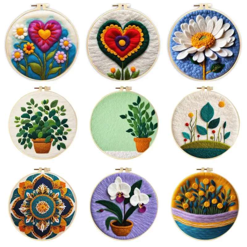 

CHENISTORY 20x20cm Wool Felting Painting Kit Kit Beautiful Flower Diy Felt Crafts Package Felt Needle For Funny Handwork Crafts