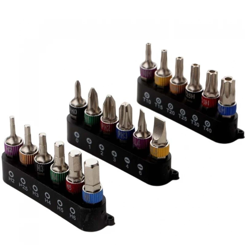 Set di chiavi Mini Bit da 19 pezzi Kit di riparazione per cacciavite a cricchetto con punta esagonale da 1/4 di pollice Mini chiavi a bussola a sgancio rapido