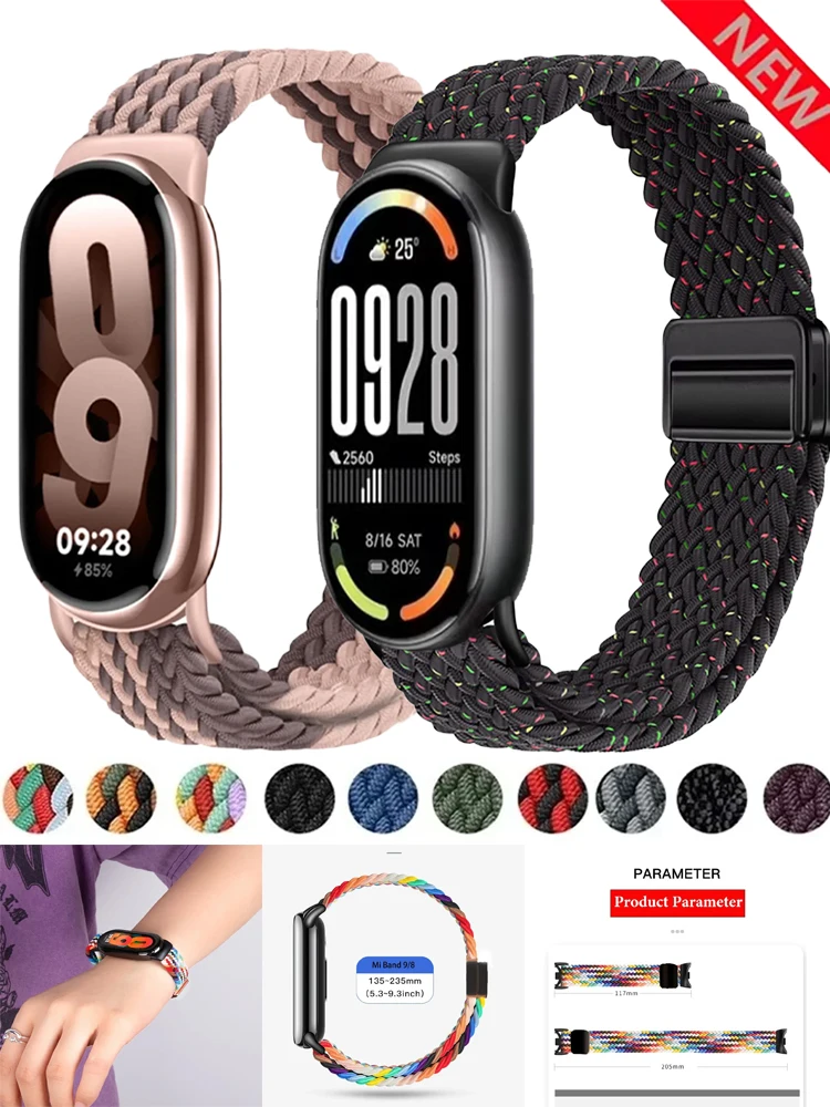 Nylon-Schlaufenarmband für Xiaomi Mi Band 10 9 8 Magnetisches Komfortables Atmungsaktives Armband für Xiaomi Mi Band 10 9 Armband-Zubehör – Detail 1