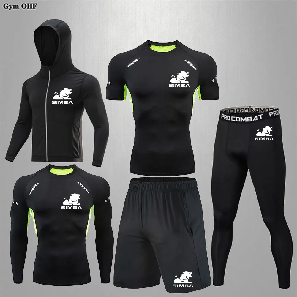 MMA Men's Boxing Jujutsu Fitness Sports Suit Running Sports Pants Men's Slow Running Tight Set Cycling Basketball Exercise Sport