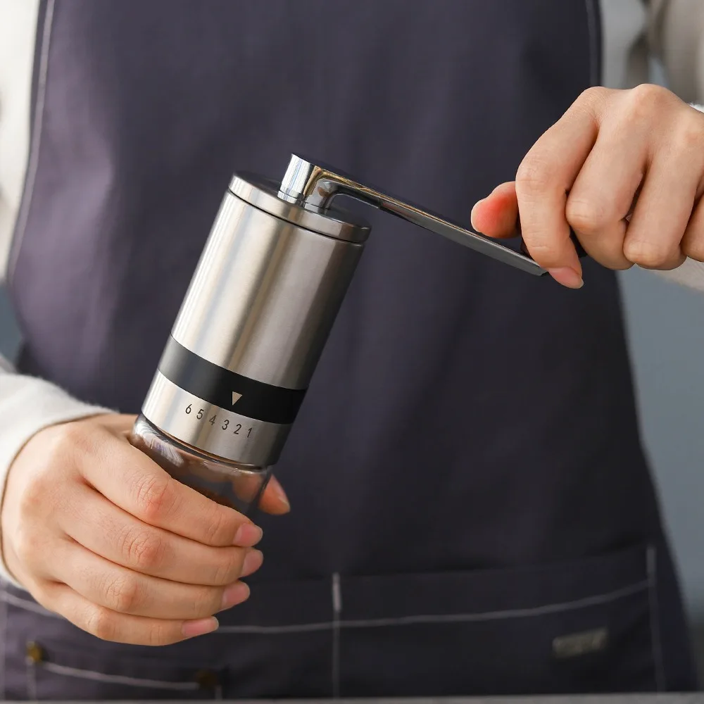 مطحنة القهوة اليدوية المكرنك، طحن السيراميك، حجم الجسيمات القابل للتعديل، مطحنة حبوب القهوة، الجسم الشفاف المحمولة #3