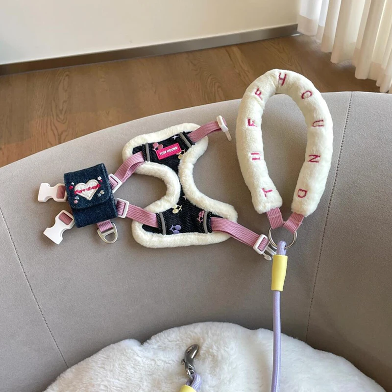 

Собака зимняя бархатная теплая нагрудная спинка джинсовый жилет типа поводок кошка маленькая собака