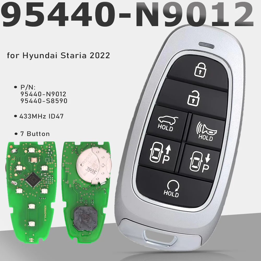 

KEYECU P/N: 95440-N9012, 95440-S8590 Умный дистанционный ключ, 7-кнопочный брелок без ключа Go ID47, 433 МГц, брелок для Hyundai Tucson Palisade 2022