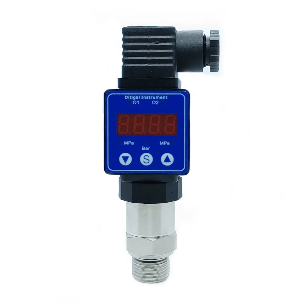 Oil Water Gas Pressure Transmitter with LED Display M20*1.5 12-36V 4-20mA 0-600bar Optional Stainless Steel Transducer Sensor