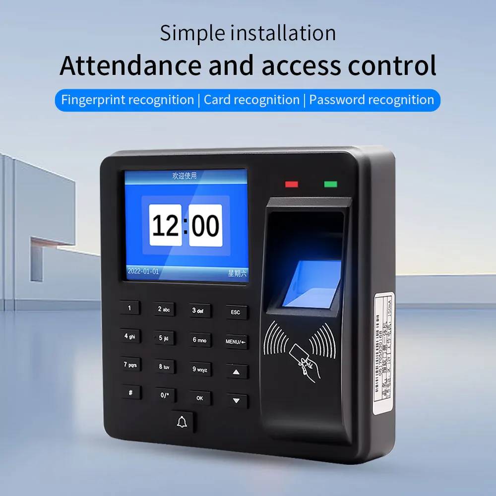 Attendance Machine Fingerprint+Code+Card 2.4inch Color Screen Display No need to download software Intelligent Report Generation