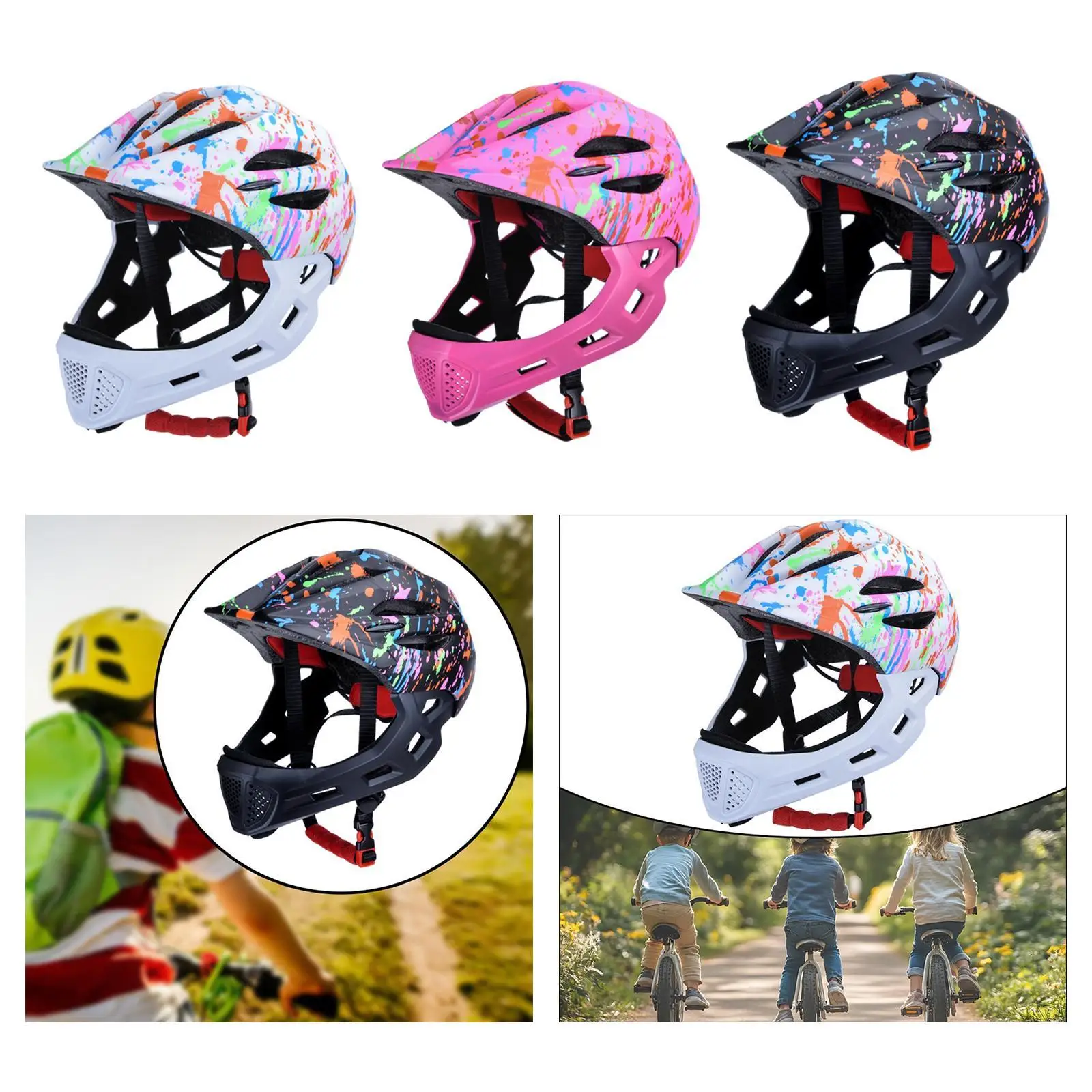 Bike Helmet for Kids Full Face Helmet Portable Children Bicycle Helmet for