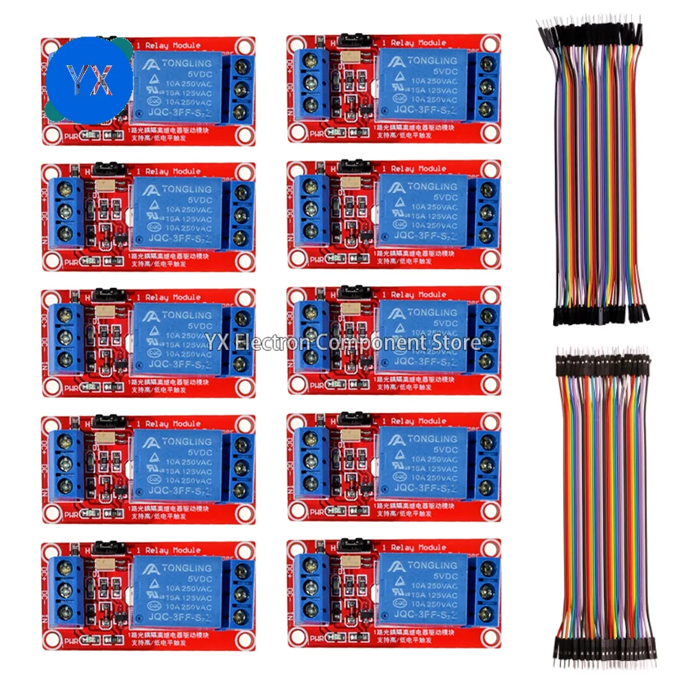 10PCS 1 Channel 5V 12V 24V Relay Module Board Shield with Optocoupler Support High Low Level Trigger for Arduino Electronic DIY