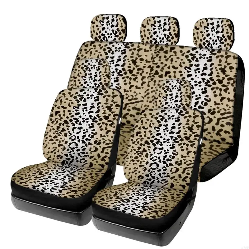 M76E Modernes Farbverlaufs-Leopardenmuster-Autositzbezüge-Set, weicher Polyester-Sitzschutz, einfach zu warten und zu – Detail 4