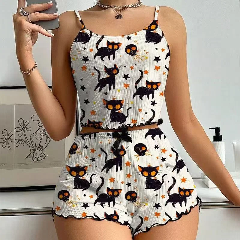 مثير الرسن بيجامة هالوين تحت عنوان اليقطين نمط سترة بروتيل السراويل قطعتين ملابس خاصة مجموعة المتسكعون للنساء #2