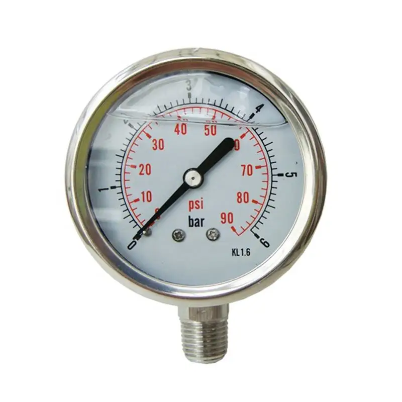 100mm Diameter Hydraulic Liquid Filled Fuel Pressure Gauge  Y100BF Stainless Steel Water  Air Liquid Pressure Gauge