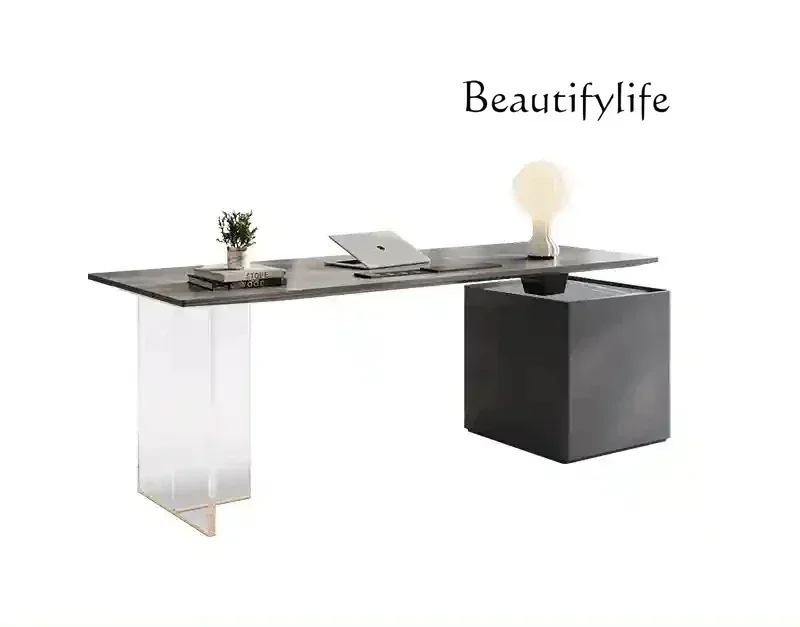 

Light luxury rock slab desk Home writing desk Modern simple designer Computer floating office desk