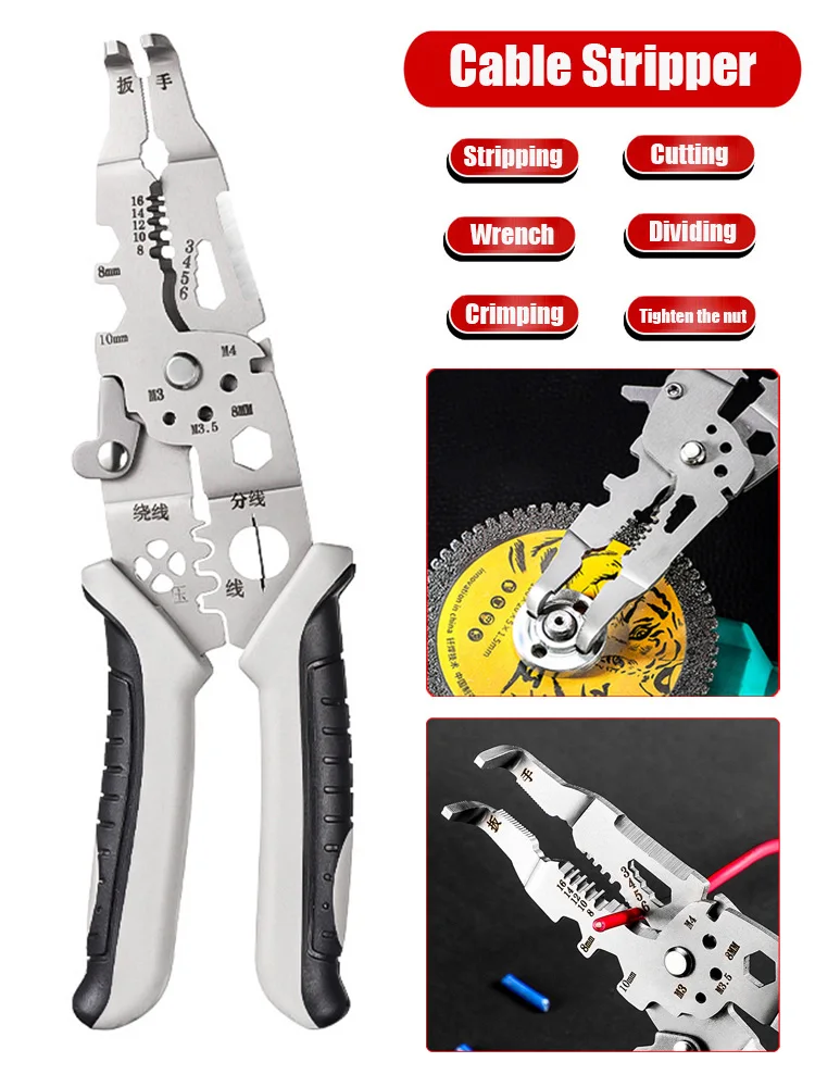 Electrical Wire Crimper Cable Cutter Adjustable Automatic Wire Stripper Tool Electrician Multi-Purpose Stripper Crimping Pliers