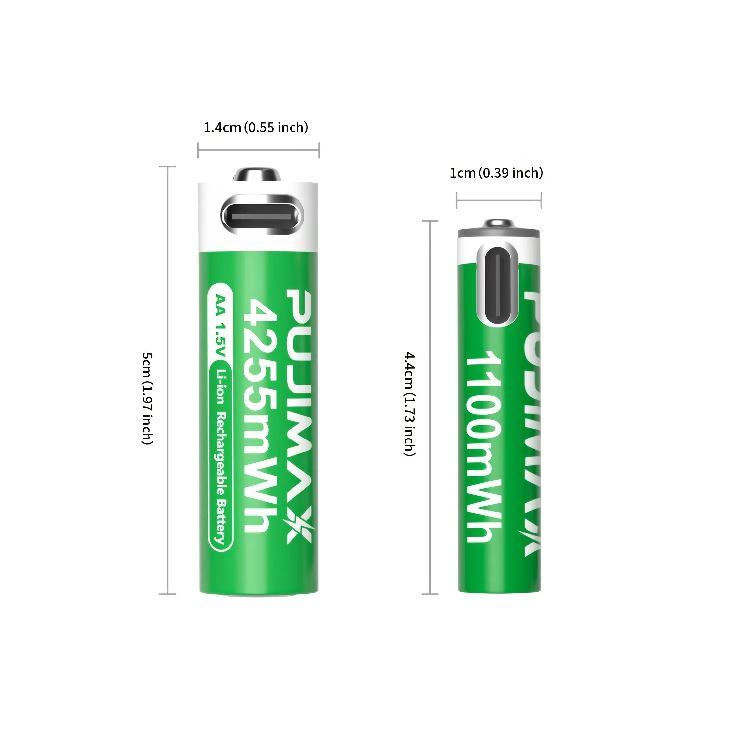 PUJIMAX 1.5V AA/AAA 4255mWh/1100mWh 1.5V Akumulator litowy ładowalny z szybkim ładowaniem Type-C, wysoka pojemność, do klawiatury elektronicznej — zdjęcie produktu 6