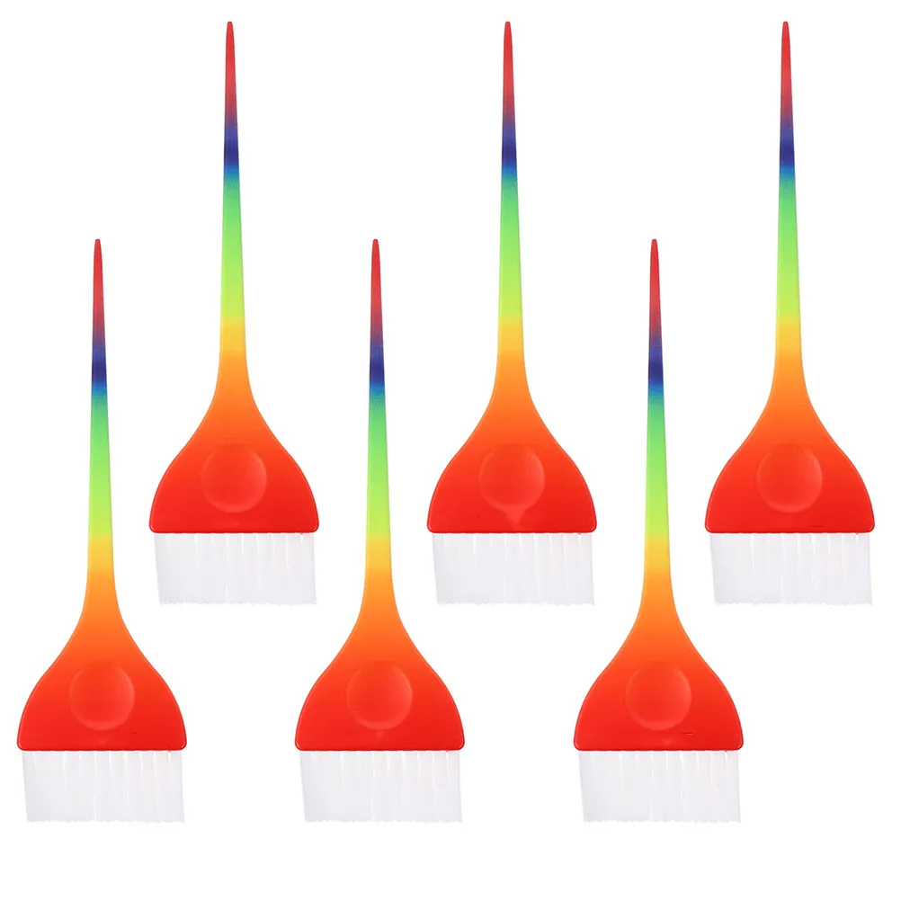 

6Pcs Salon Hair Dyeing Brush Rainbow Handle Durable Washable Reusable Easy to Clean for Professional Home Hair Dye Brush
