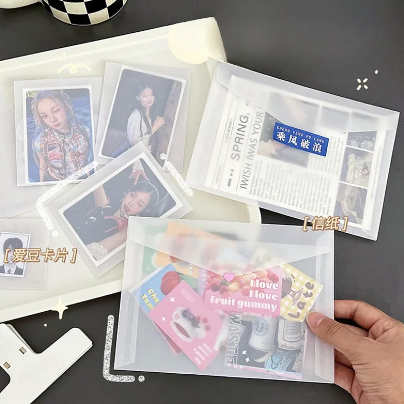 10pcs/set Frosted Translucent Photo Holder Bag Paper Envelope Kpop Star 3-Inch Photo Card Organizer Packing Bag