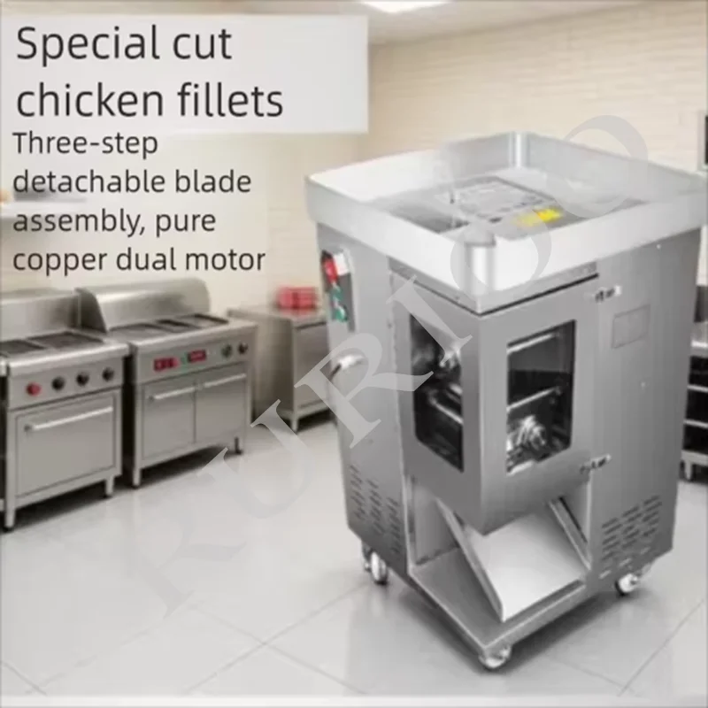 High-Power Commercial Meat Slicer For Pork Beef Chicken Breast Fish Electric Slicing Shredding Machine Double Knife Group