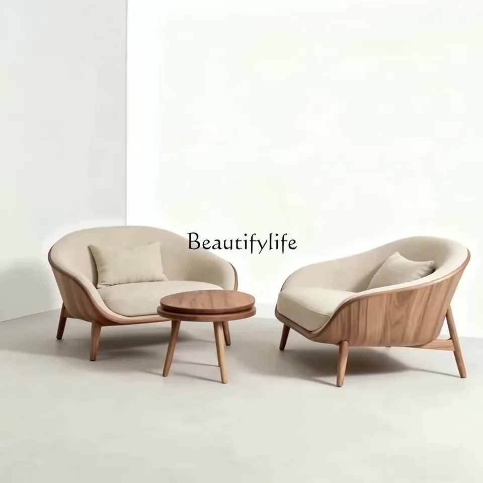 New Chinese-style North American black walnut casual single sofa chair