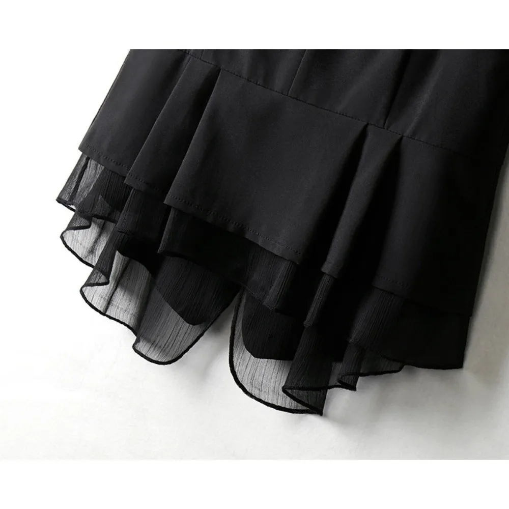 Modische V-Ausschnitt Damen Weste Top Mesh Rüschen Sommer Kurze Anzugweste Schlanke Passform Dünne Ärmellose Weste Damen/Mädchen – Detail 4