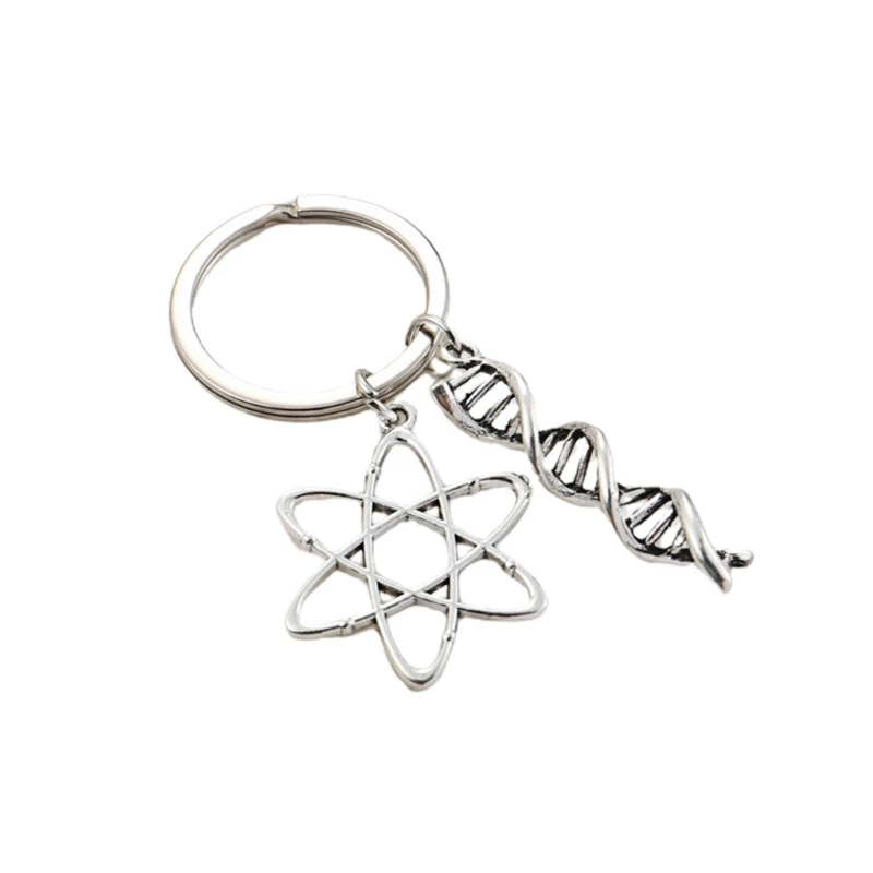 Biology Chemistry Keychain Unique Molecule Keyring Accessory Portable and Stylish Doctor DNA Microscope Keychain Jewelry