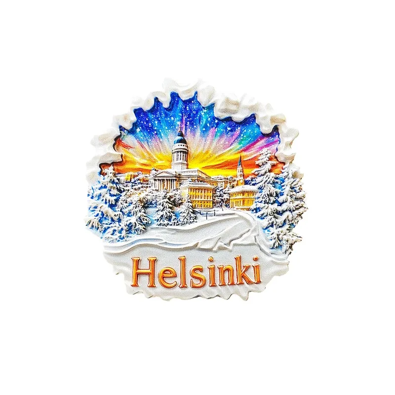 แม่เหล็กติดตู้เย็นเฮลซิงกิ - ของที่ระลึกฟินแลนด์ 3 มิติ การตกแต่งเรียบง่ายแบบนอร์ดิก ของขวัญสแกนดิเนเวียที่ไม่ซ้ําใครพร้อมแม่เหล็กที่แข็งแกร่ง