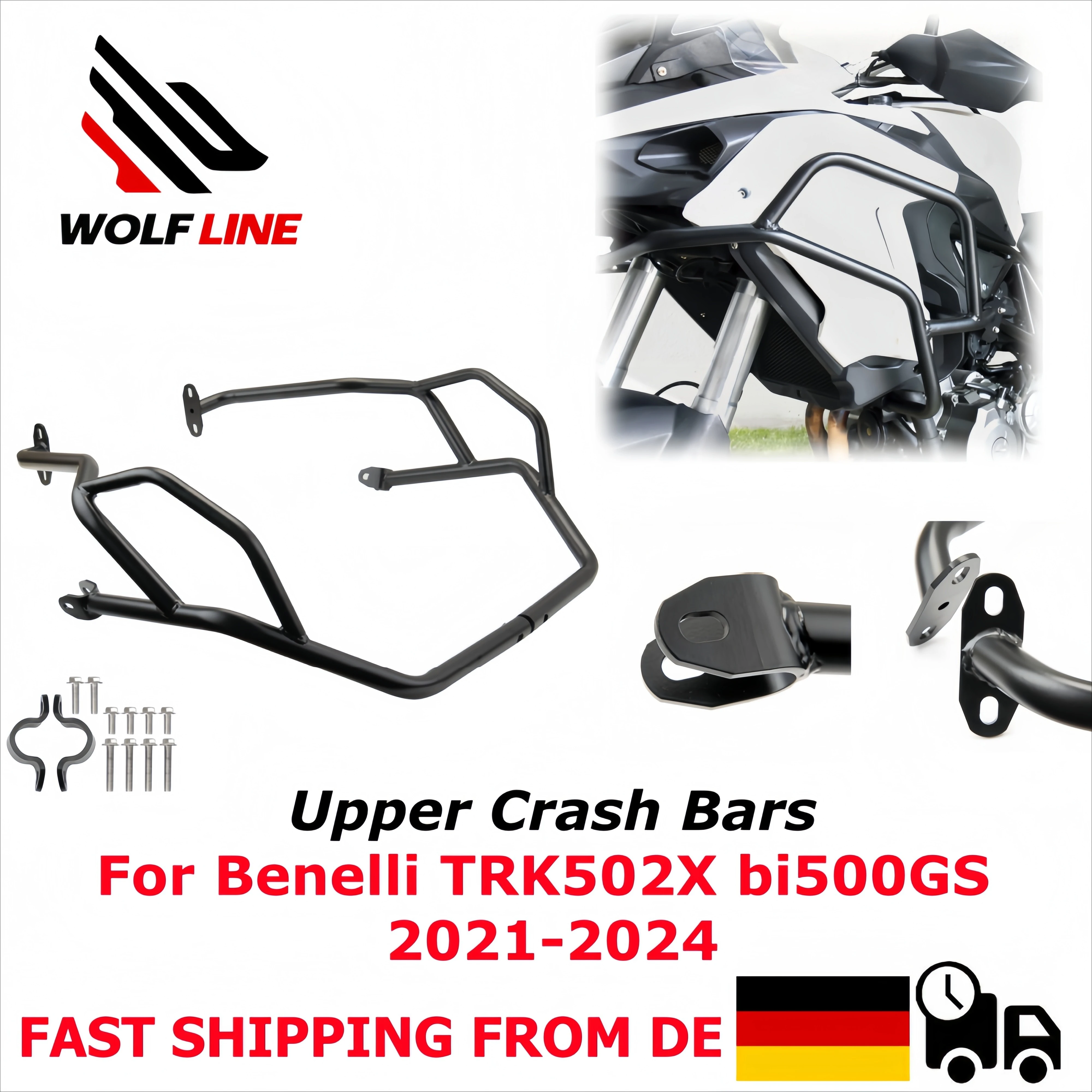 WOLFLINE per TRK502X Paraurti motore superiore per Benelli Bi500GS Barra di protezione superiore protezione motore per Benelli TRK502X Bi500GS 2021-2024