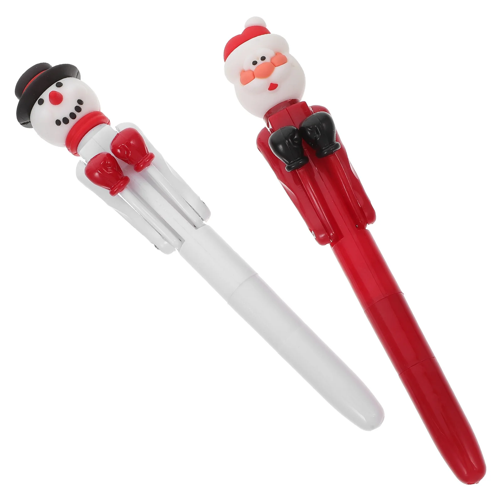 

2 шт., рождественские боксерские ручки, Санта-Клаус, снеговик, штамповочные шариковые ручки, классные канцелярские принадлежности, бокс