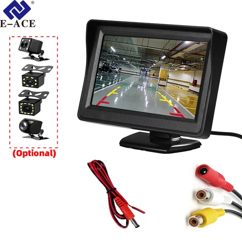 Pantalla de marcha atrás para automóvil 4,3 pulgadas giratoria 160 °   Cámara de visión trasera opcional Fácil de instalar Adecuado para una variedad de modelos