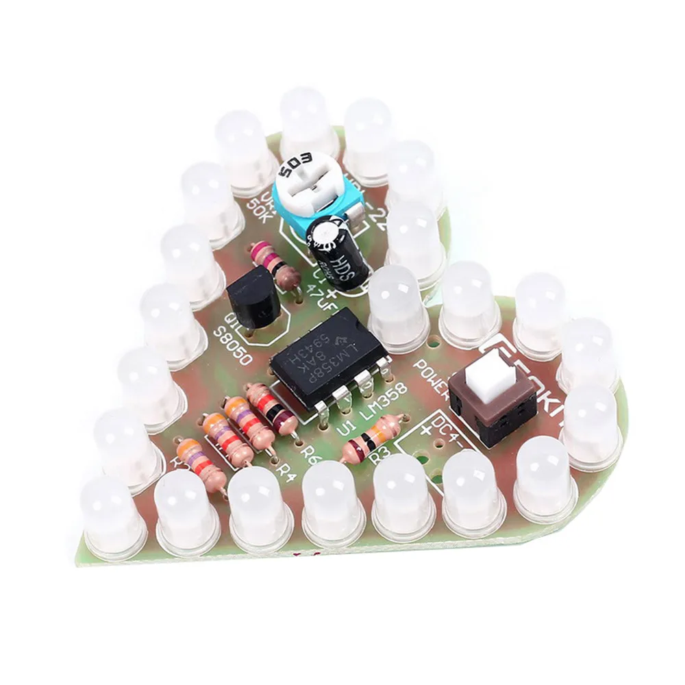 Kit fai da te Kit lampada per la respirazione a forma di cuore DC 4V-6V Breathing LED Suite rosso bianco blu verde produzione elettronica fai da te per l'apprendimento