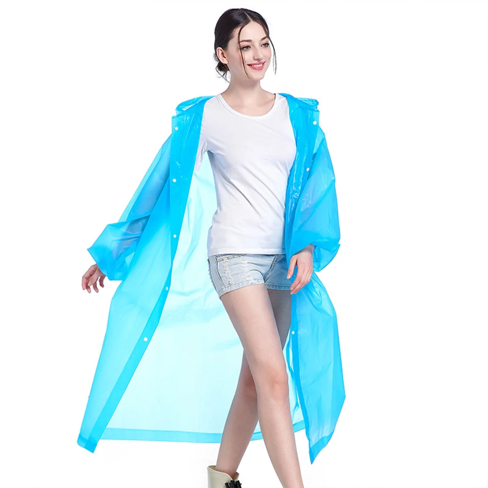 

2PCS EVA Raincoat Adult Non Disposable Windproof Portable Poncho Lightweight Waterproof Trekking Rain Coat Hood