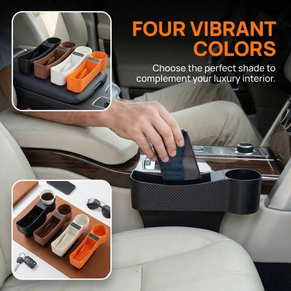 

Multi-functional Design Car Seat Storage Box Water Cup Holder Easy Install Car Gap Storage Box Extra Storage Space