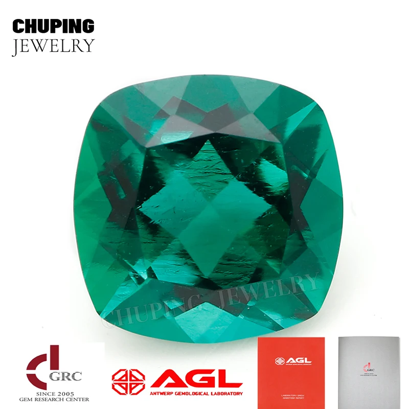 

Лабораторно выращенные замбийские изумруды гидротермальной обработки с огранкой «кушон», с сертификатом AGL, 0,4-4 карата, для изготовления ювелирных изделий