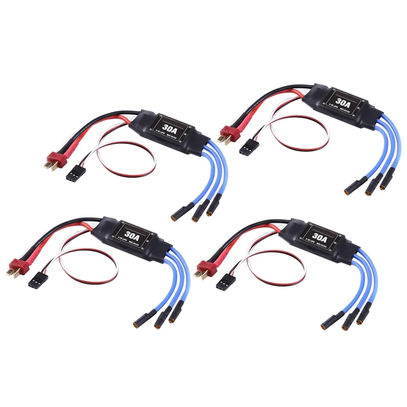 RC 브러시리스 ESC T 플러그 전기 속도 컨트롤러, 2 ~ 4S Lipo 배터리, 멀티콥터 쿼드콥터 내구성, 5V 2A, 2-4S, 30A, 4 개