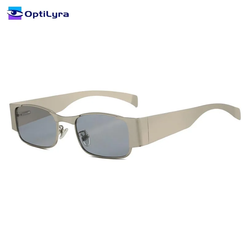 

OptiLyra Brand Light Luxury Rectangular Metal Women's Sunglasses Fashionable Steampunk Style With UV400 Sun Protection