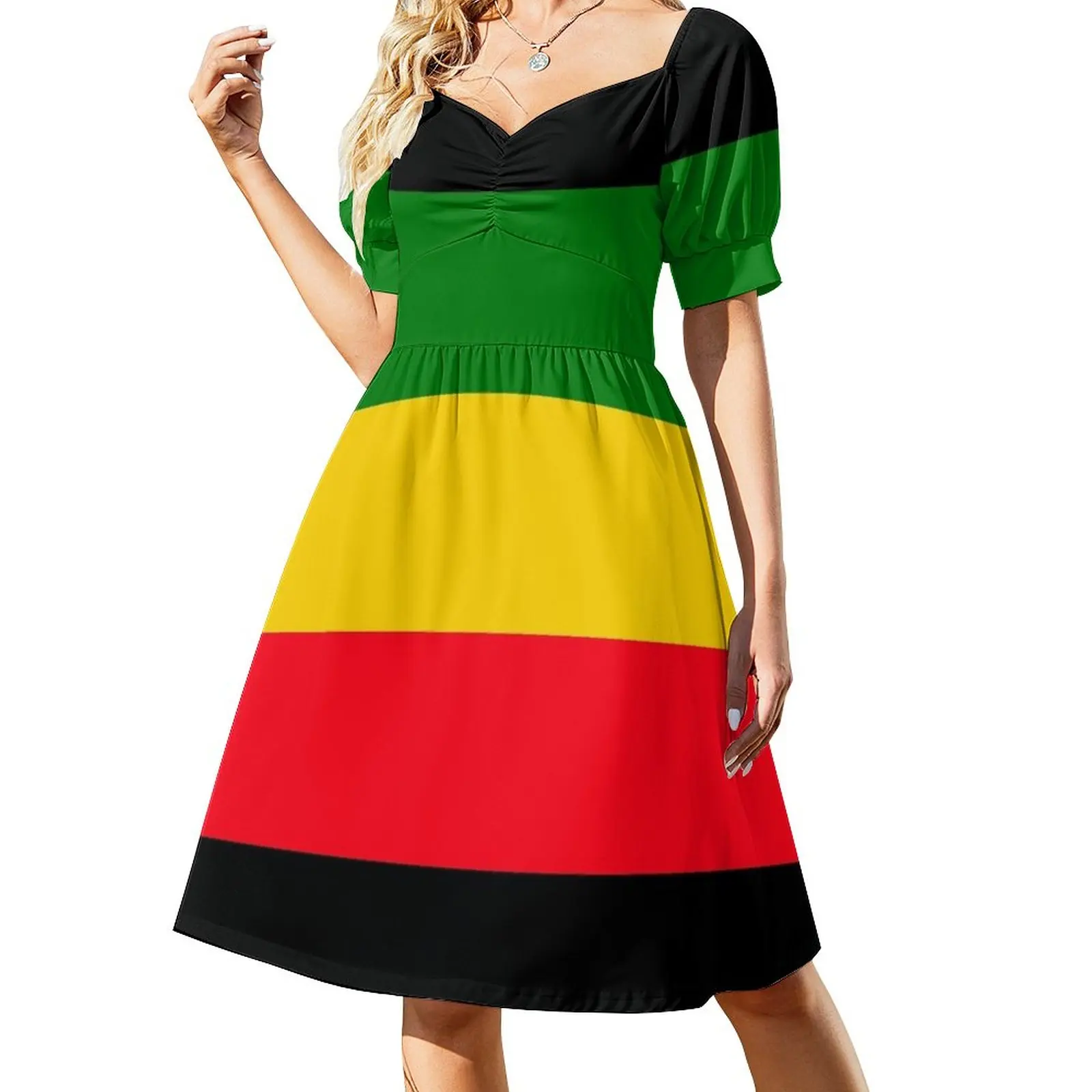 

Green, Yellow and Red Rasta Flag Sleeveless Dress Women's summer skirt birthday dress for women luxury 2023