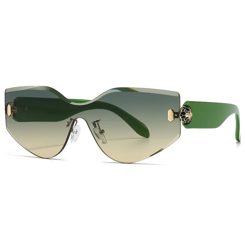 New Fashionable Frameless Metal Designer Women's Sunglasses with Simple Lines for Celebrities Same Style