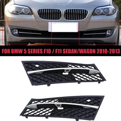 Car Front Lower Bumper Grille Black Fog Light Cover Vent for BMW 5 Series F10/F18 Sedan/Wagon Pre-facelift 2011-2013 Front Grill