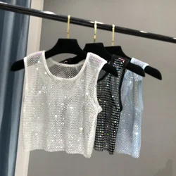 Hot Girl Y2k Small Vest Summer New H Vest with Short Vest and Shiny Women's Round Neck Top