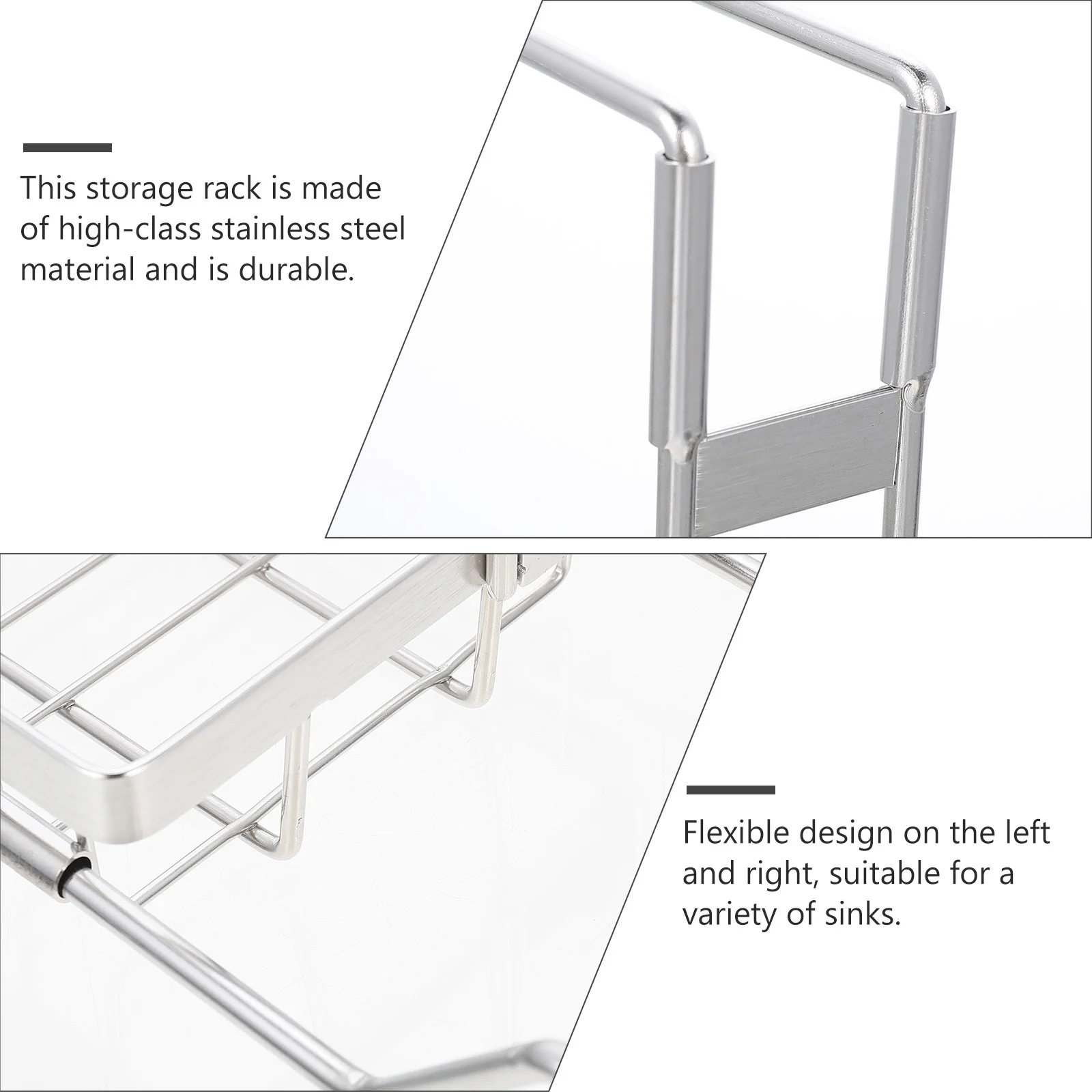 

Stainless Steel Sink Storage Rack Rust-Proof Sponge Holder Kitchen Organizer Draining Rack Multi-Use Clean Tool Holder
