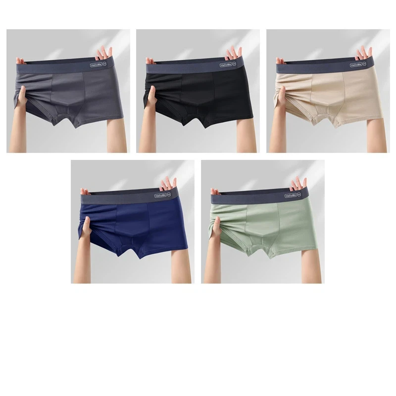5Pcs Men's Modal Boxer Shorts High-Elastic Antibacterial Breathable Sports Briefs plus Size Comfortable Underwear
