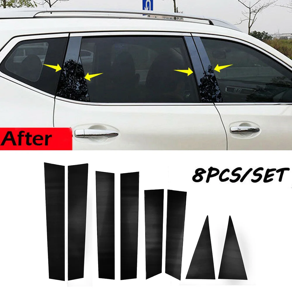 8pcs Car Door Trim Black Pillar Posts For Nissan X-Trail Rogue 2014 2015 2016 Press 1-2 Minutes After Attaching