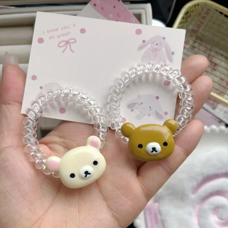 Lucu ‌ Rilakkuma ‌   Lingkaran Rambut Sederhana Kreatif Saluran Telepon Lingkaran Rambut Kartun Gadis Aksesoris Rambut Anak Gadis Hadiah Natal