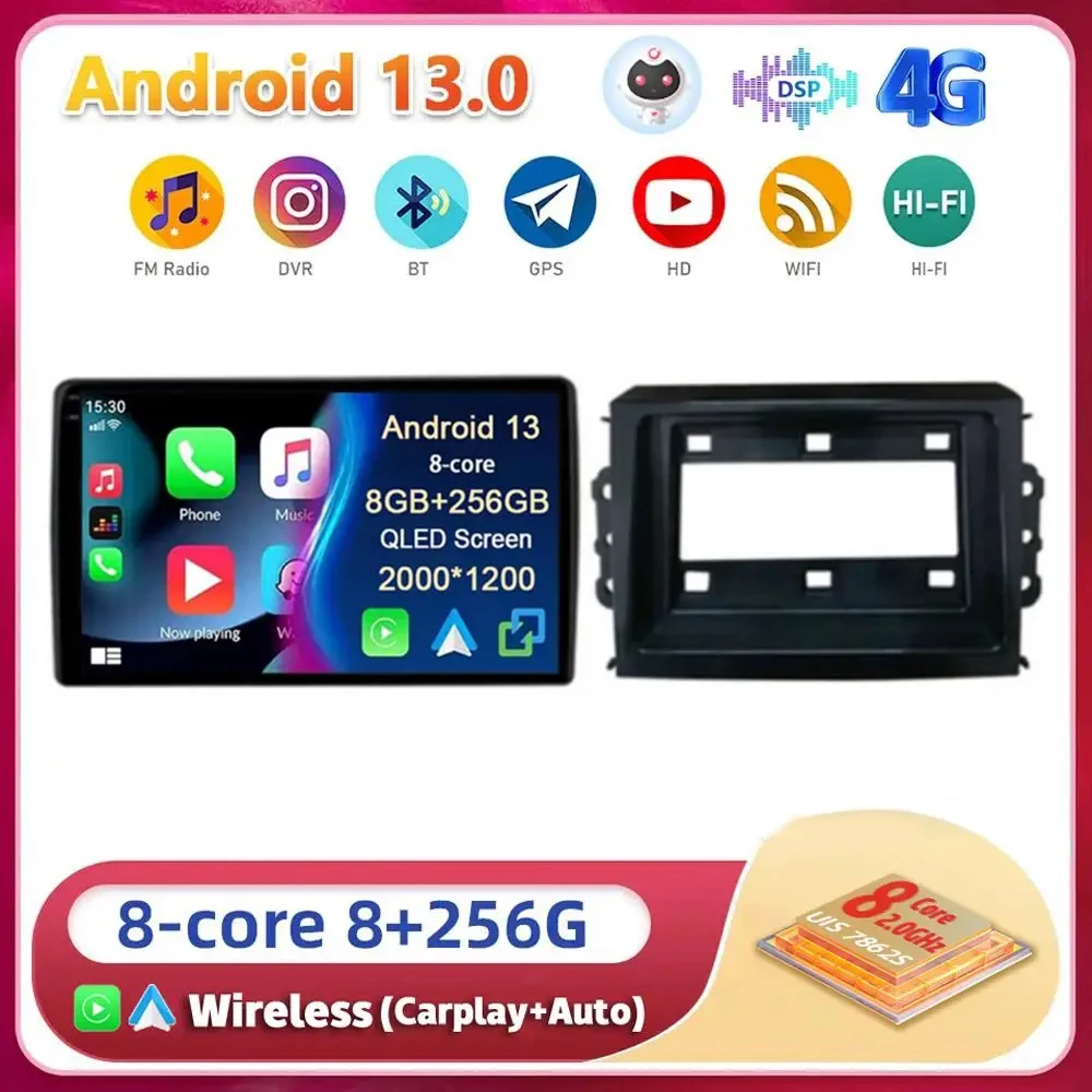 

Android 13 Carplay Auto WIFI+4G For Fiat 500L Egea Doblo 2012-2017 Car Radio Multimedia Video Player Stereo Head Unit 2din Audio