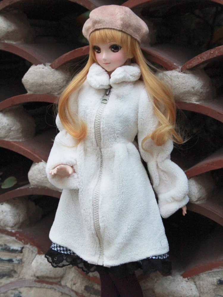 D06-P25 children handmade toy 1/3 DD doll BJD/DD doll's clothes white zipper Soft cotton coat 1pcs