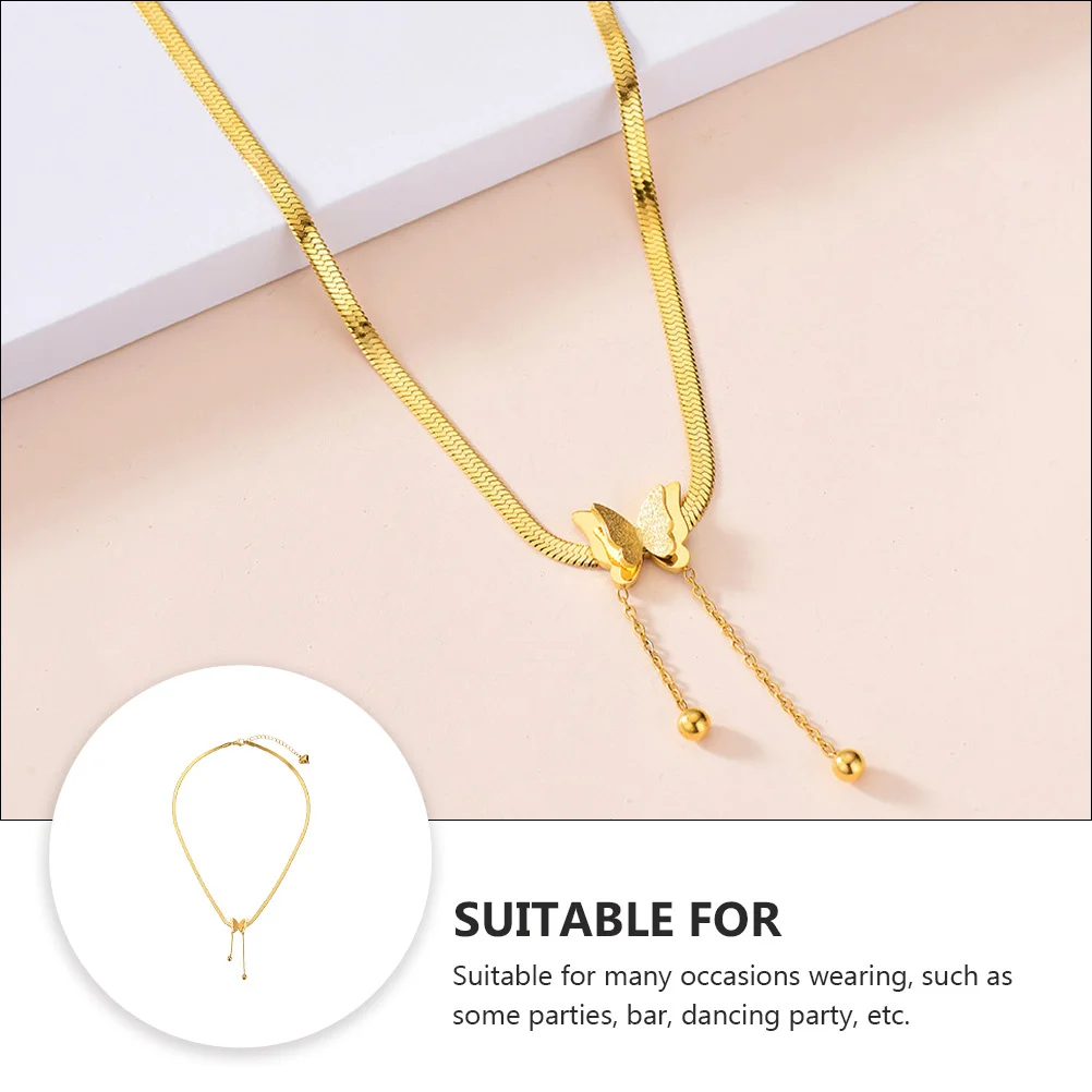 

1Pcs Butterfly-Shaped Pendant Necklace Simple Stylish Durable Titanium Steel Delicate Collarbone Chain Fashion Jewelry Gift